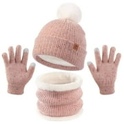 FAOWME Toddler Kids Winter Hats Gloves Scarfs Mittens Neck Warmer For 3 6 Year Old Baby Girls Boys PK2 3-6 Years